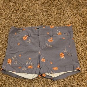 Torrid High Waist Orange and Gray Floral Shorts